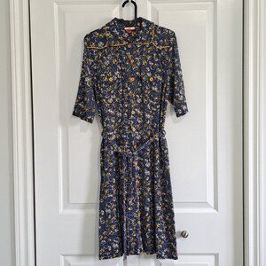 Joe Browns Blue + Yellow Mid Sleeve Dress
